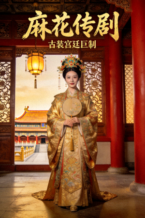 电视剧《麻花传剧》海报 - 古装人物在宫廷场景中
